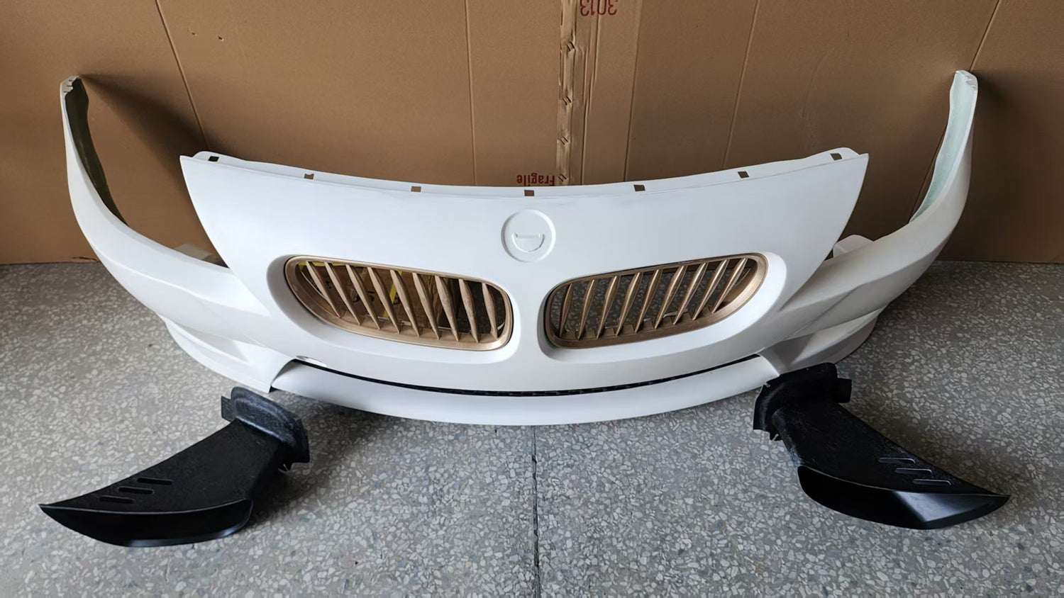 BMW Z4 M-Style front bumper with brake air duct set installed, fits 2003-2008 Roadster and Coupe - Skyer Motorsport